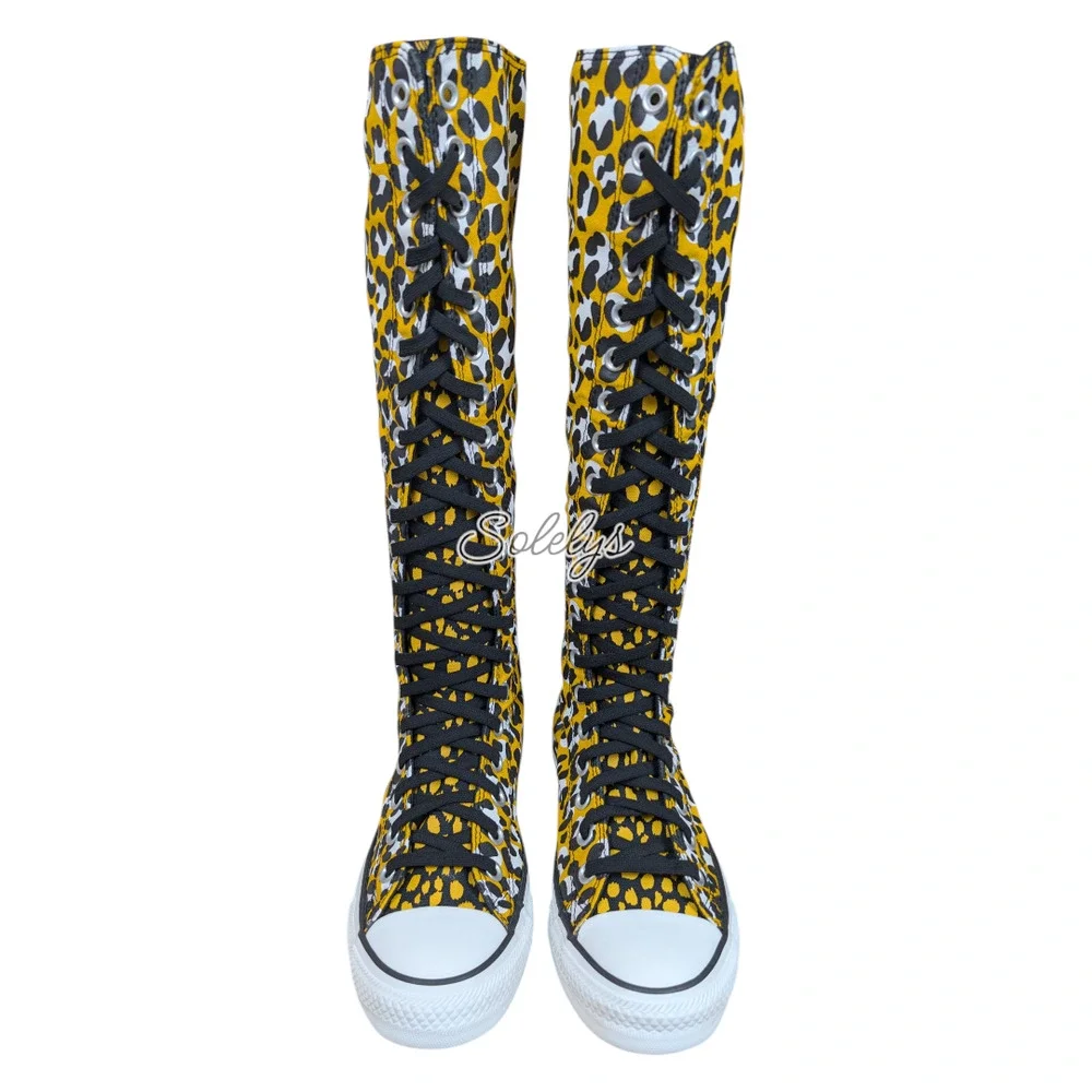 Converse 2013 XXHI Leopard Animal Print Knee High Elastic Laced Sneaker Boot 8